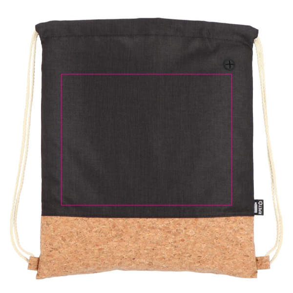 Drawstring bag R-PET & cork 35 x 40 cm: side 2 top
