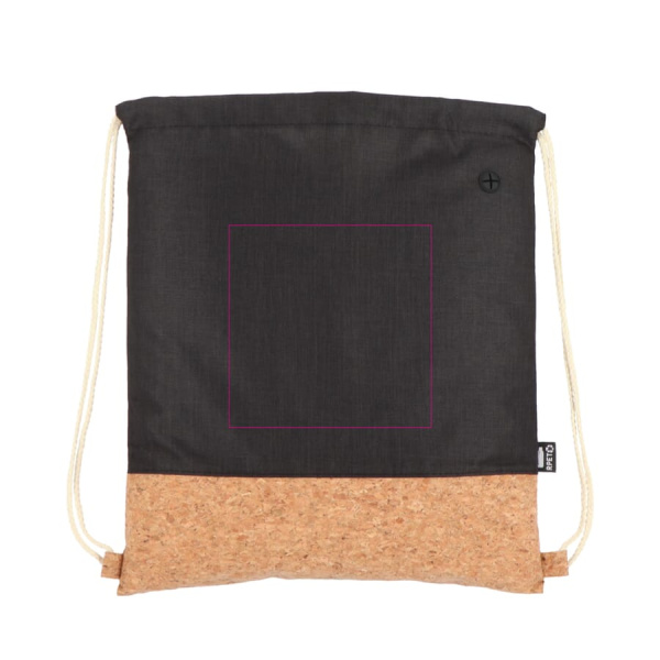 Drawstring bag R-PET & cork 35 x 40 cm: side 2 top