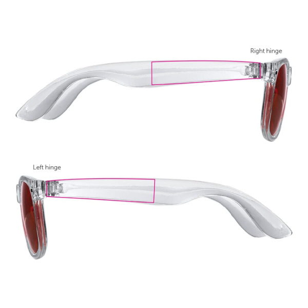Sunglasses Bradley transparent UV400: 1 cm from hinge left and right