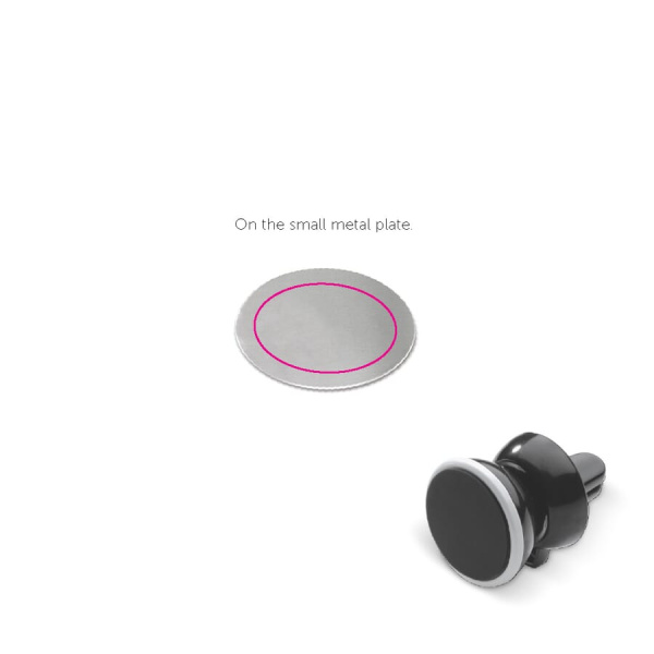 Air vent holder magnetic: on the small metal plate