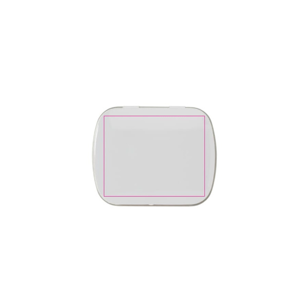 Mini tin peppermint box: on the lid
