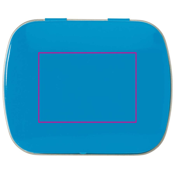 Mini tin peppermint box: on the lid