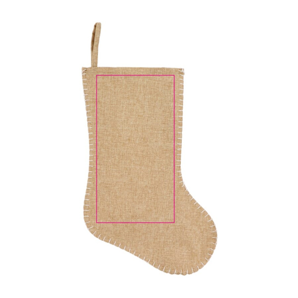 Jute-style Christmas stocking with decorative stitching 40 cm: side 1