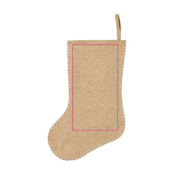 Jute-style Christmas stocking with decorative stitching 40 cm: side 2