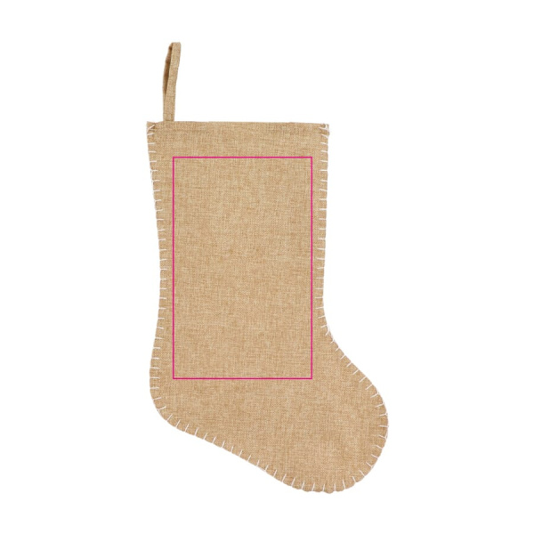 Jute-style Christmas stocking with decorative stitching 40 cm: side 1