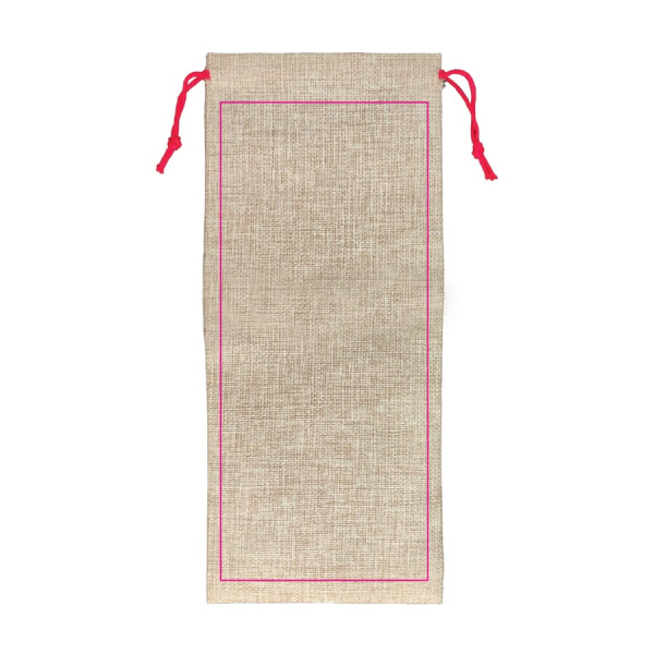 Jute-style bottle pouch 14 x 34 cm: side 1