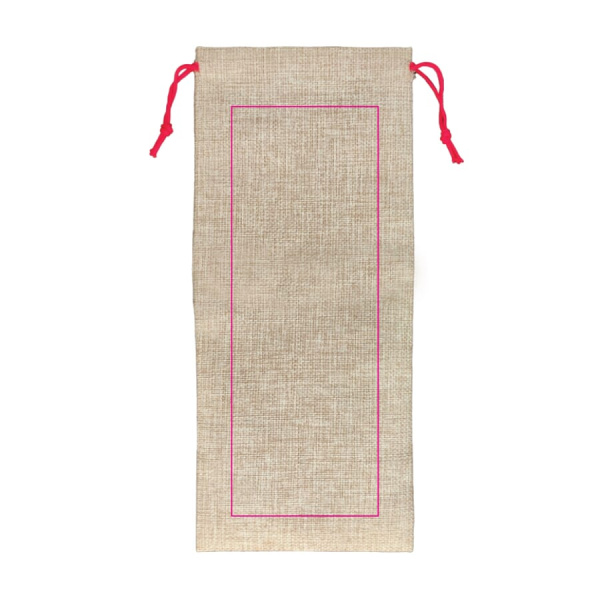 Jute-style bottle pouch 14 x 34 cm: side 1