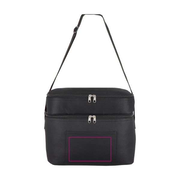 R-PET 600D Dual compartment cooler bag 30 x 20 x 24 cm 12L: On the pocket