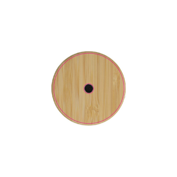 Solis Dimmable Table lamp with bamboo base: on the base of the lamp