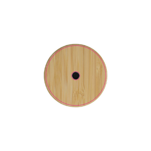 Solis Dimmable Table lamp with bamboo base: on the base of the lamp