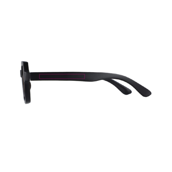 Lars saulesbrilles UV400: 1 cm attālumā no eņģes kreisajā pusē