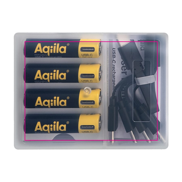 Aqiila uzlādējamās USB-C baterijas AAA 600mAh 4 lpp: augšējā puse