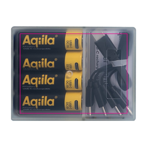 Aqiila wiederaufladbare USB-C-Batterien AA 2000 mAh, 4er-Pack: Oberseite