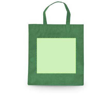 Faltbare Tasche Konsum, Schwarz: Zentriert (auffalten, drucken und wieder falten)