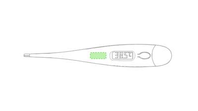Digitales Thermometer Kelvin, Blau: Neben dem Bildschirm