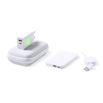 Powerbank-Set Cody, Weiss: flach auf dem Stecker
