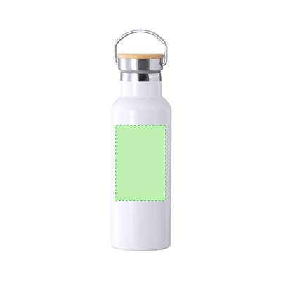 Sublimationsisolierte Flasche Ying, Weiss: Auf die Front fokussiert