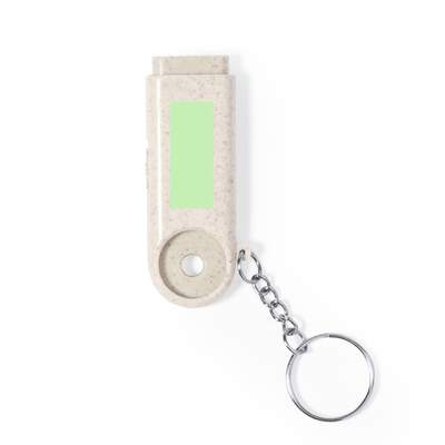 Shopping trolley coin keyring Evelyn, NATURAL: On the front