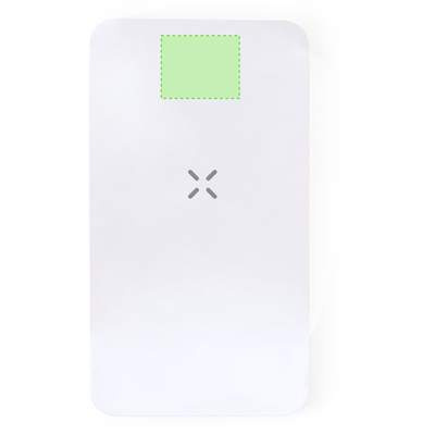 Powerbank Barry, Weiss: Teil der oberen Hauptfassade