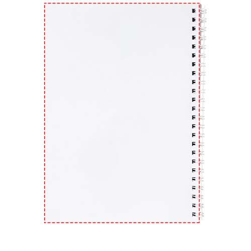 Carnet A5 à couverture synthétique Desk-Mate®: Verso des feuilles (portrait, reliure à droite) · Lithographie en quadrichromie