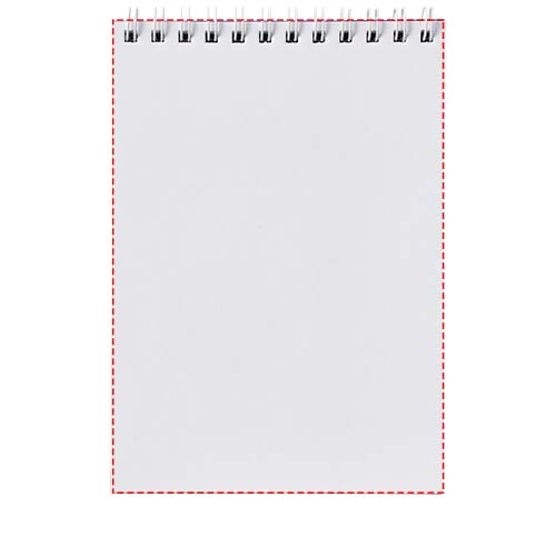 Desk-Mate® A4 Notizbuch mit Spiralbindung: Back of sheets (Portrait spine top) · Litho