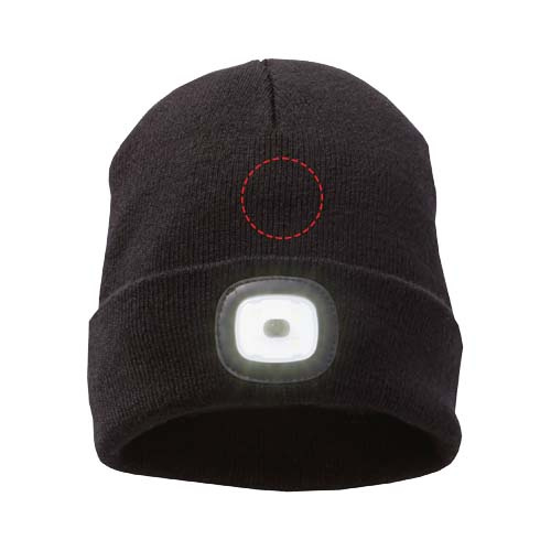 Bonnet en maille avec LED Mighty: Face avant · Broderie — variante « fixed »