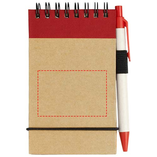 Bloc-notes A7 recyclé avec stylo Zuse: Face avant · Tampographie