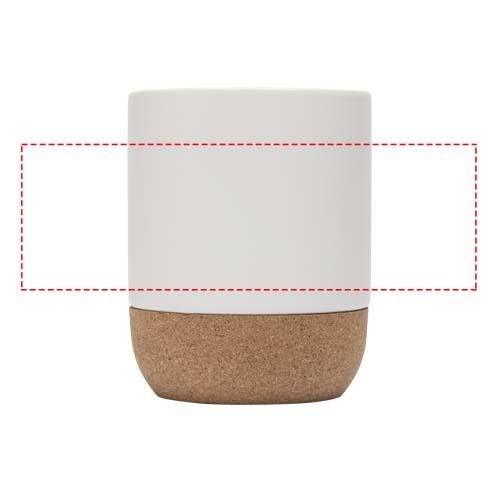 Mug en céramique Billie 300 ml avec détails en liège et finition mate: Tout autour · Sérigraphie circulaire