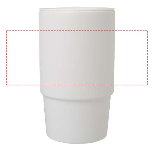 Mug Carter en céramique 450 ml avec couvercle en plastique: Tout autour · Sérigraphie circulaire