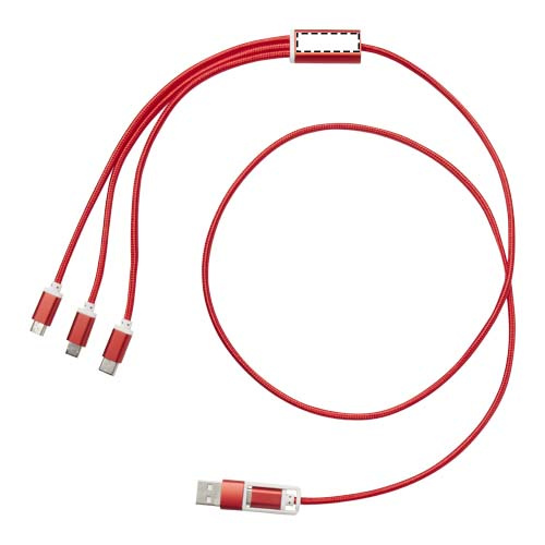 Câble de charge Versatile 5-en-1 en aluminium recyclé: Front · Full color doming