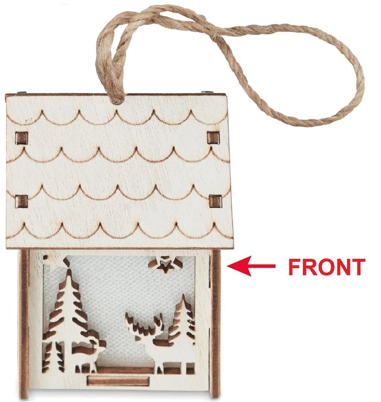 Maison lumineuse en MDF: Emplacement du logo — Toit: Face 2 du produit