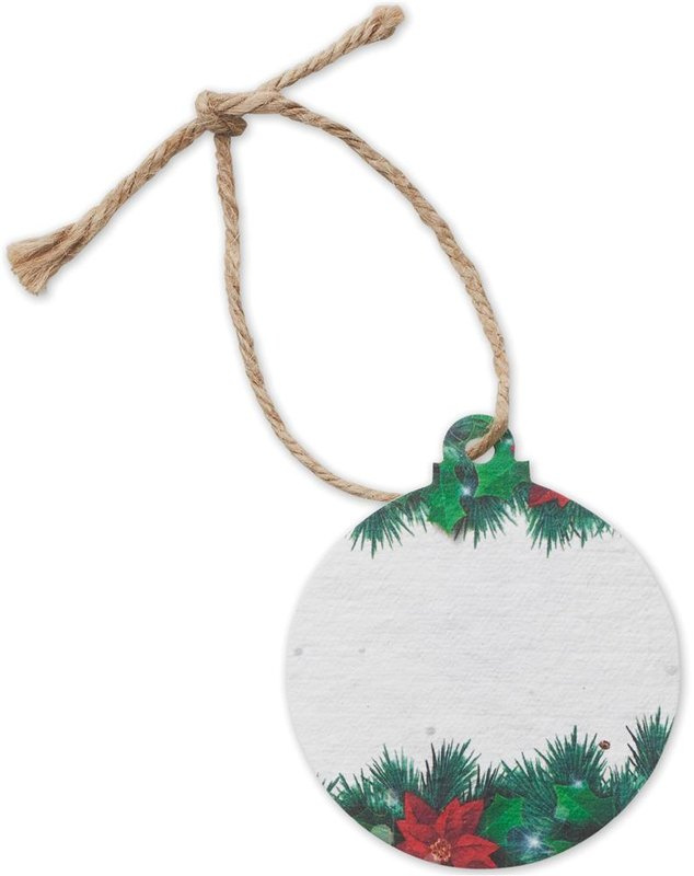 Décoration de Noël en papier ensemencé, boule: Emplacement du logo – face avant du produit