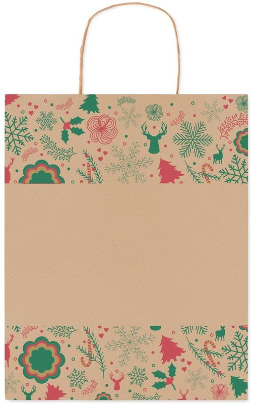 Sac cadeau en papier, format moyen: Emplacement du logo – face avant du produit