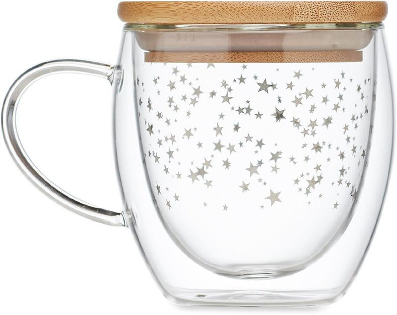Mug en verre borosilicate à double paroi: Emplacement du logo — lecture pour gaucher