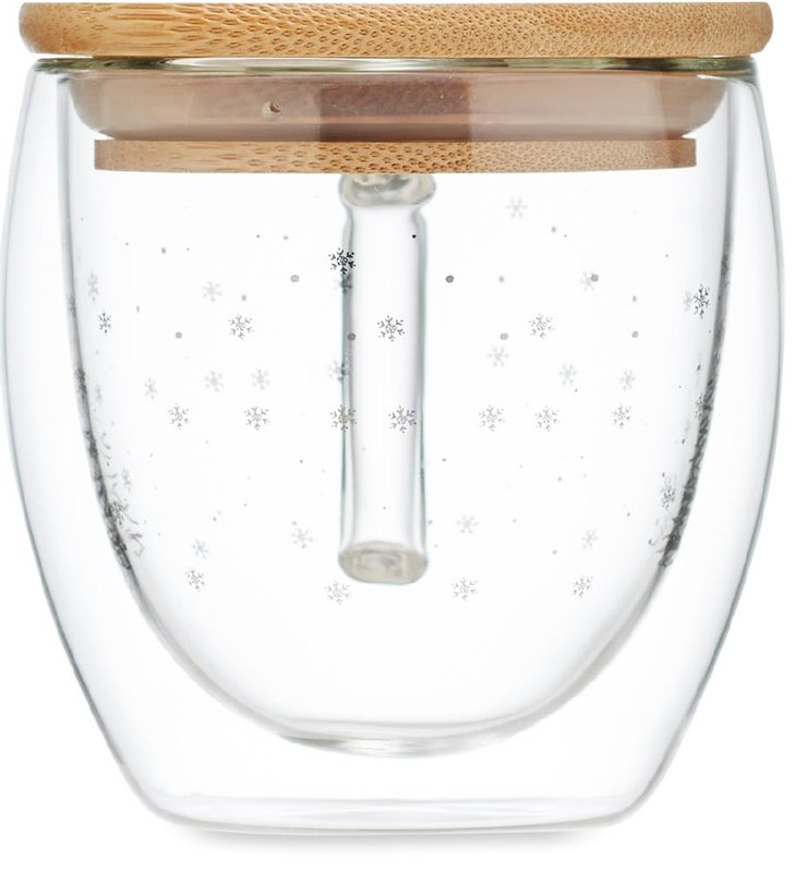 Mug en verre borosilicate à double paroi: Emplacement du logo — À l’opposé de la poignée