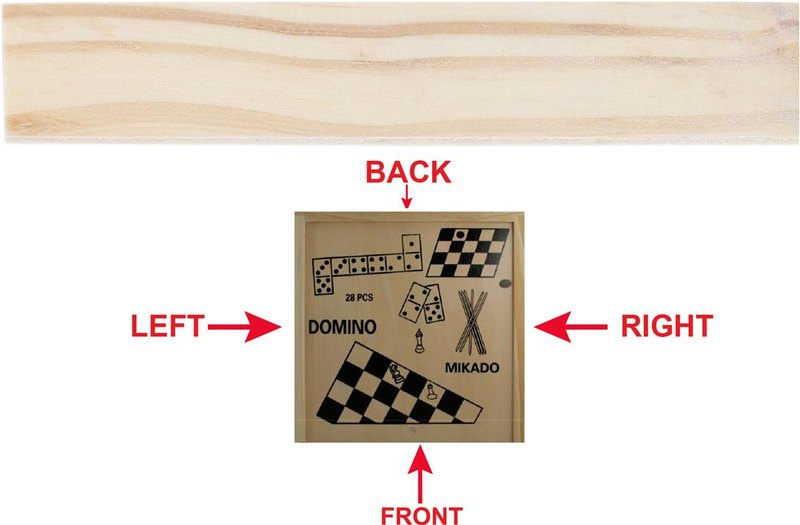 Coffret en bois de 4 jeux: Emplacement du logo – face arrière du produit