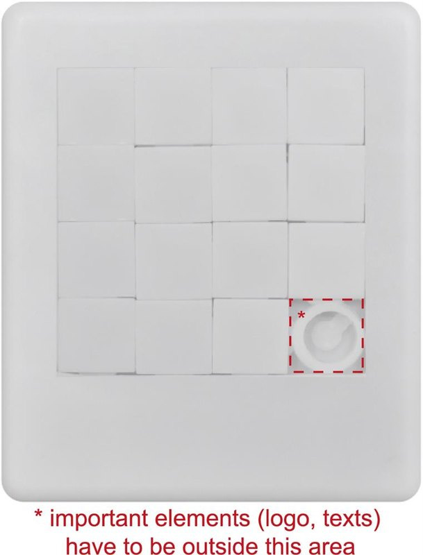 Jeu de taquin en plastique: Emplacement du logo – face avant du produit