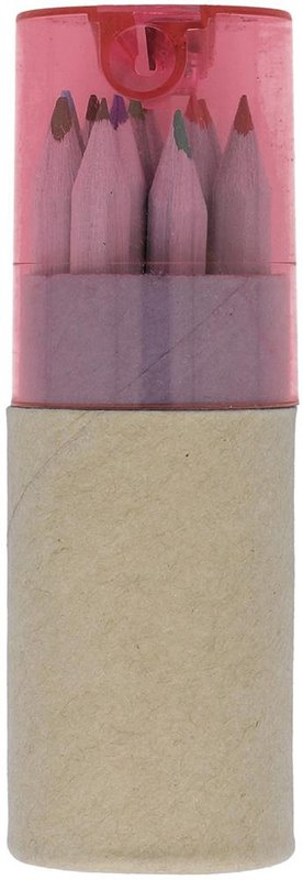 Tube de 12 crayons de couleur: Emplacement du logo — Taille-crayon
