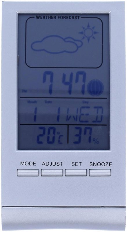 Station météo à écran LCD bleu: Emplacement du logo — Sous l’écran