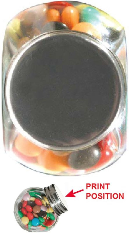 Chocolats dans un petit pot en verre: Emplacement du logo – capuchon
