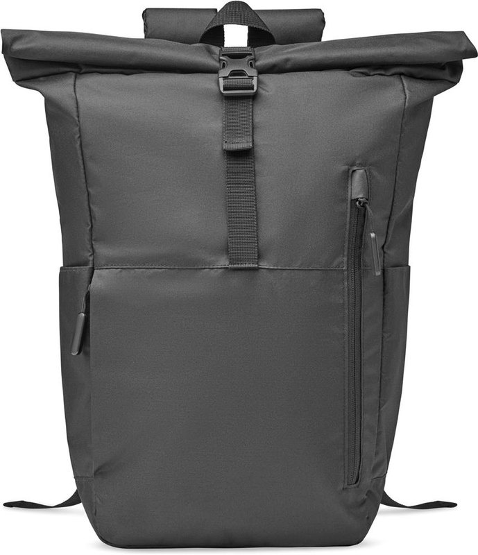 Plecak rolltop z RPET 300D: Logo position – front pocket