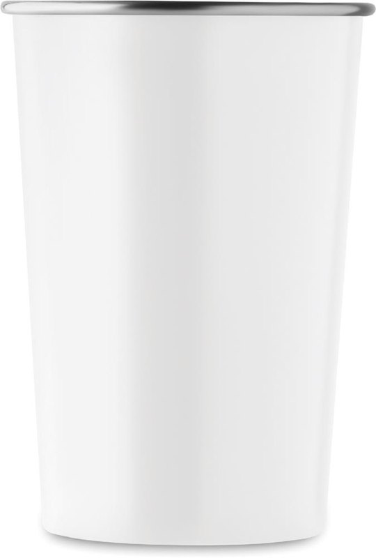Gobelet réutilisable en acier inoxydable recyclé: Emplacement du logo – partie supérieure de la face avant du produit