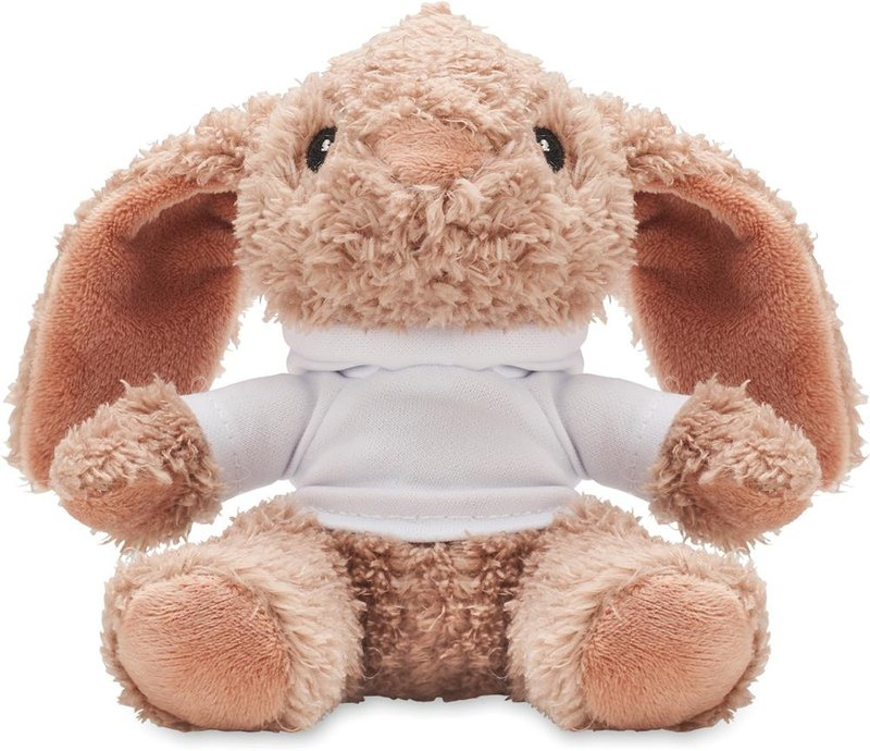 Lapin en peluche avec sweat à capuche: Emplacement du logo – face avant du produit
