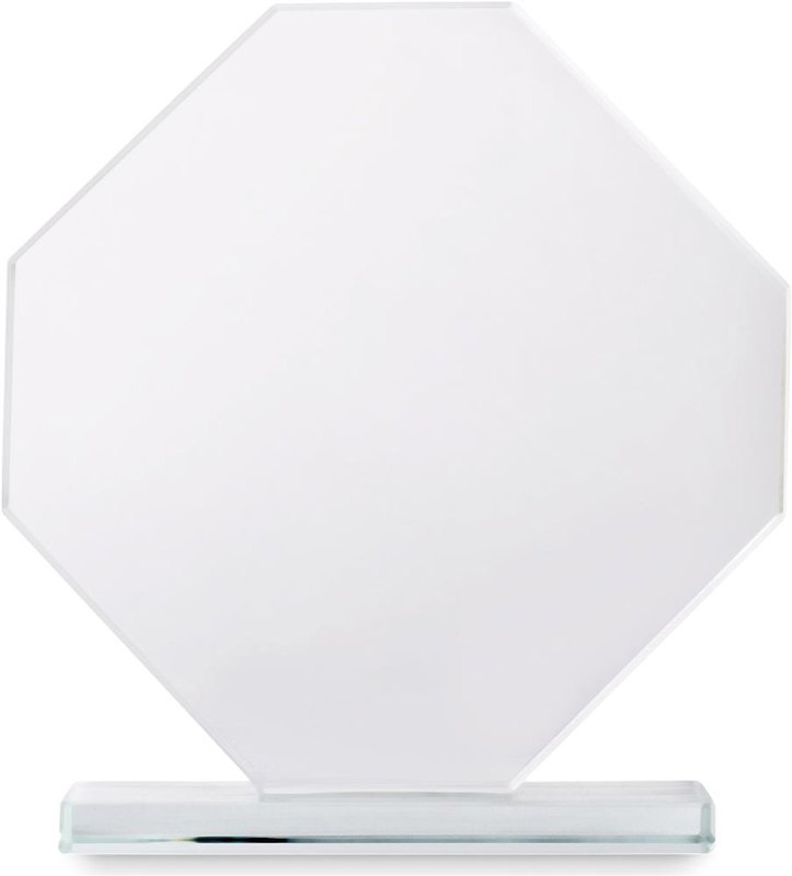 Trophée en cristal: Emplacement du logo — Étiquette: Face arrière