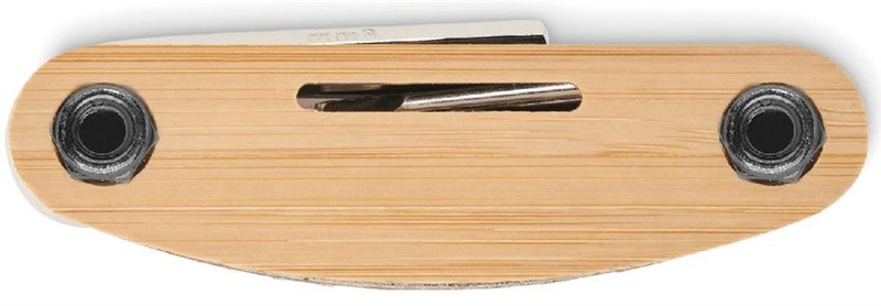 Outil de poche multifonction en bambou: Emplacement du logo – face 2 du produit