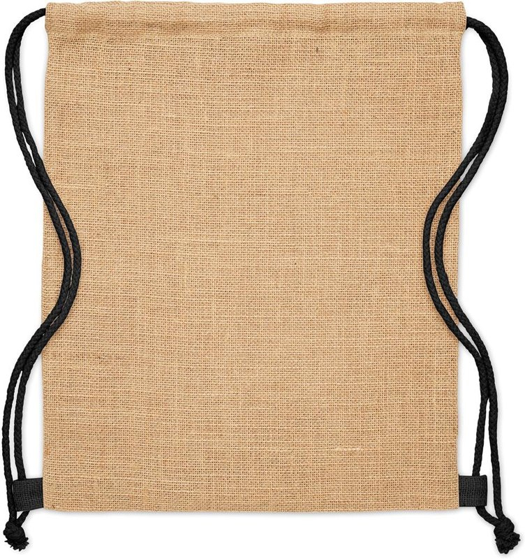 Sac à cordons en jute: Emplacement du logo – face avant du produit