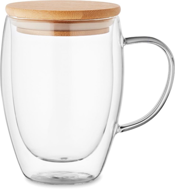 Mug en verre borosilicate à double paroi: Emplacement du logo — lecture pour droitier