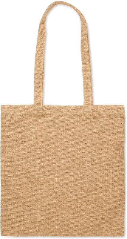 Sac de courses en jute à anses longues: Emplacement du logo – face avant du produit