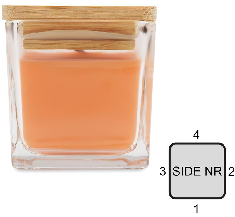 Bougie parfumée carrée de 50 g: Emplacement du logo — Face 4 du produit