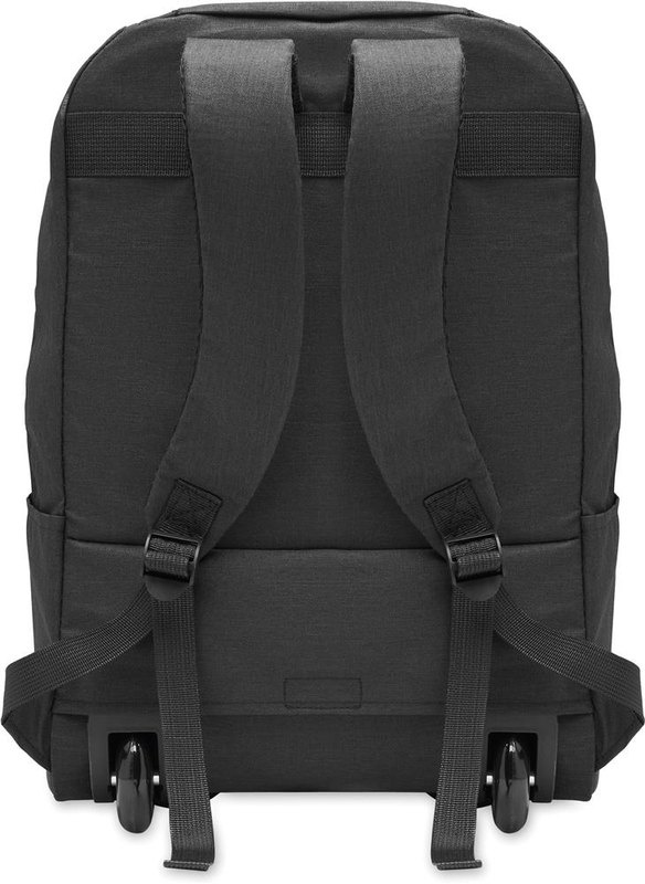 Sac à dos à roulettes en polyester RPET 600D: Emplacement du logo — Bretelle gauche